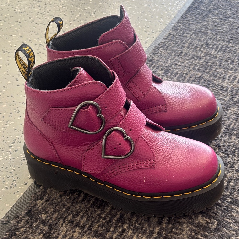 Dr. Martens Pink Heart Buckle Boots
